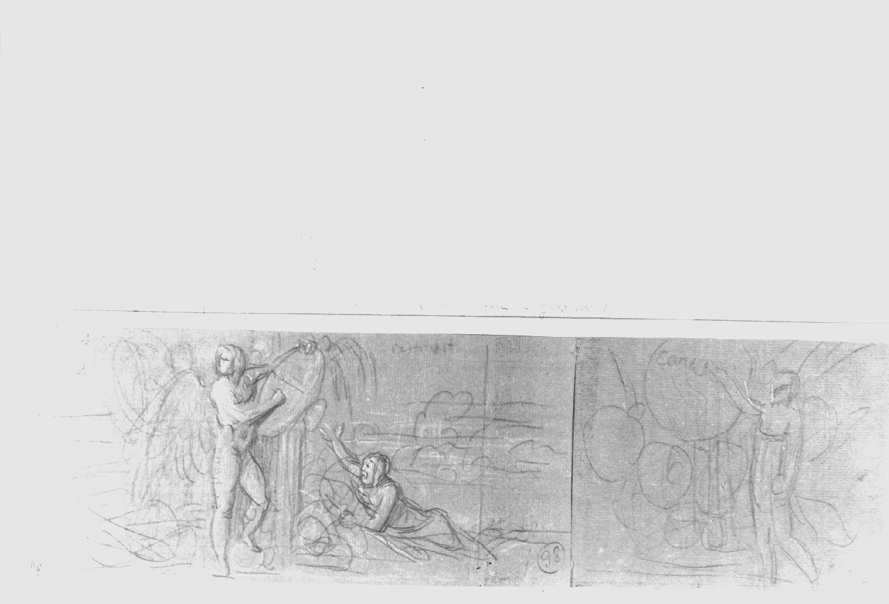 Genio alato e Fiume, figure maschili (disegno, opera isolata) di Appiani Andrea (sec. XIX)