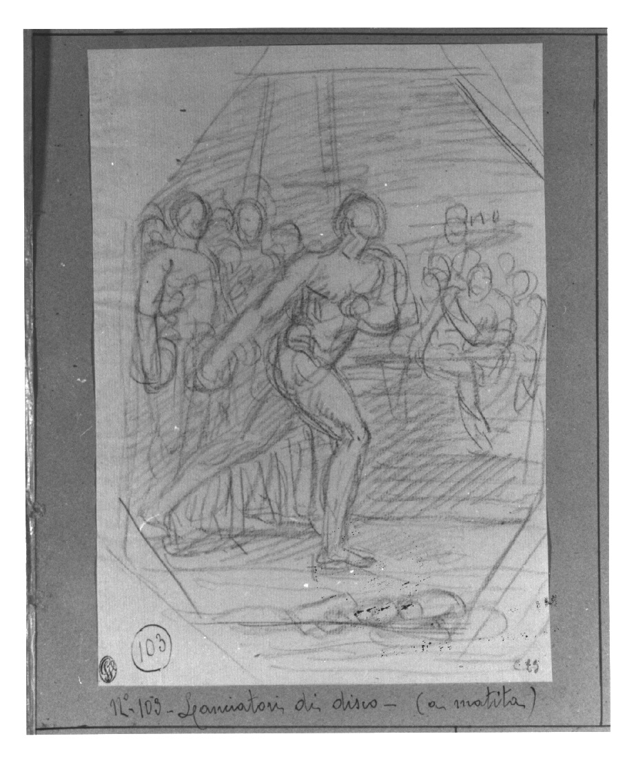 Discobolo, figura maschile (disegno, opera isolata) di Appiani Andrea (sec. XIX)