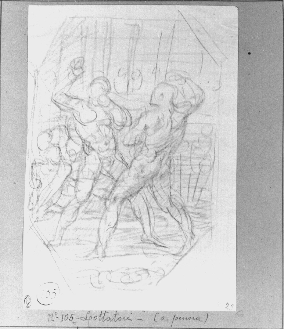 Lottatori, figure maschili (disegno, opera isolata) di Appiani Andrea (sec. XIX)