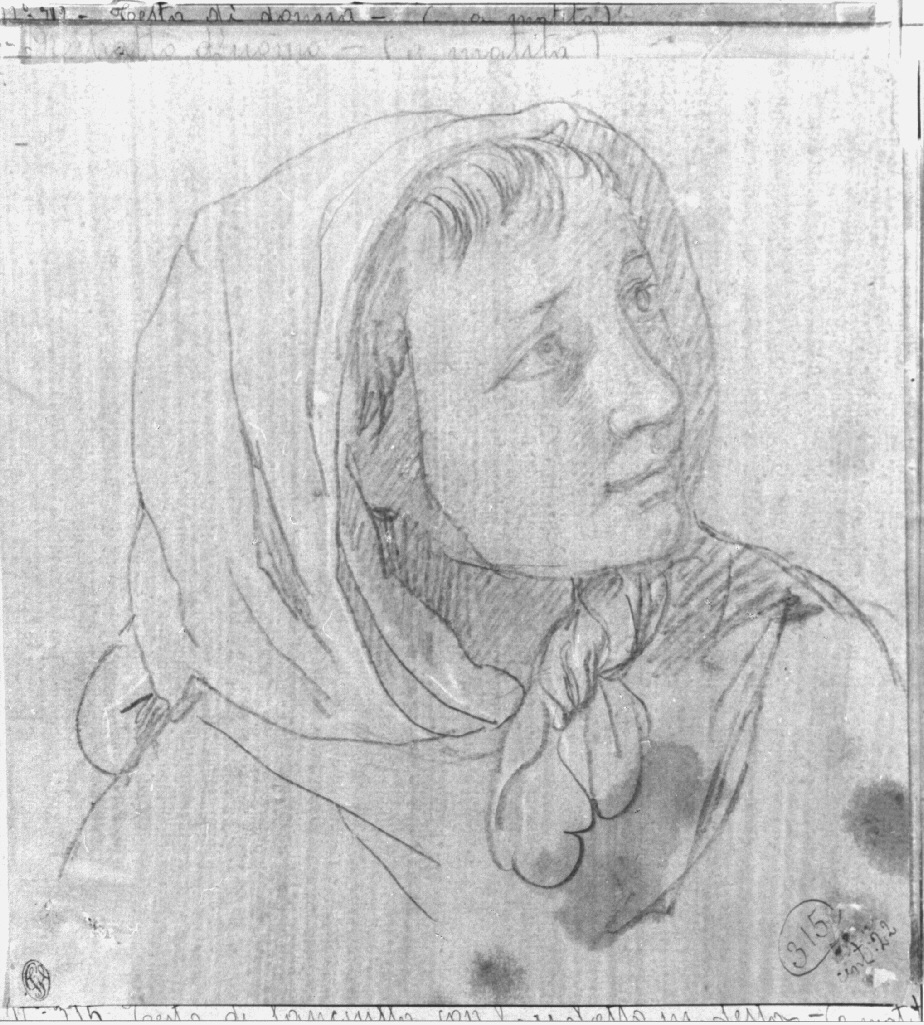 Ritratto di fanciulla con fazzoletto in testa, ritratto di ragazza con fazzoletto in testa (disegno, opera isolata) di Appiani Andrea (sec. XVIII)