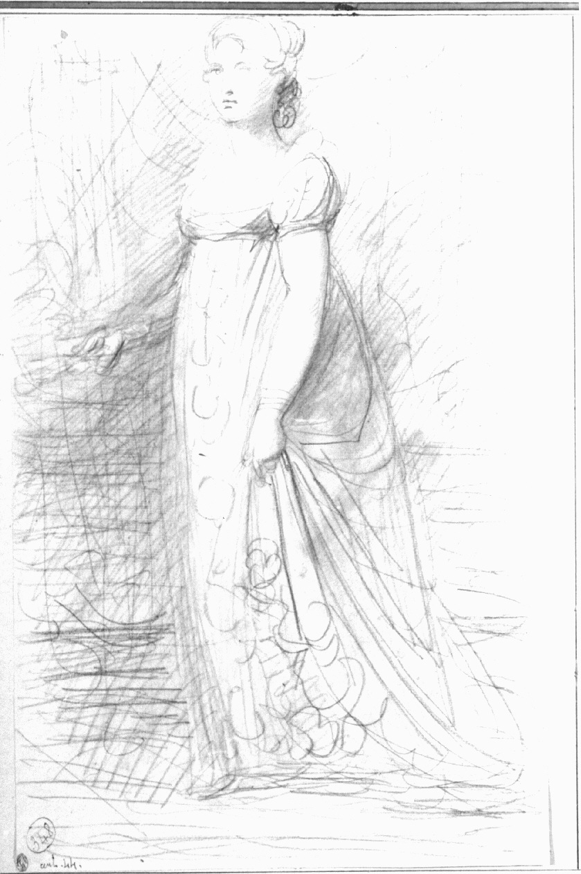 figura femminile in piedi con abito (disegno, opera isolata) di Appiani Andrea (sec. XIX)