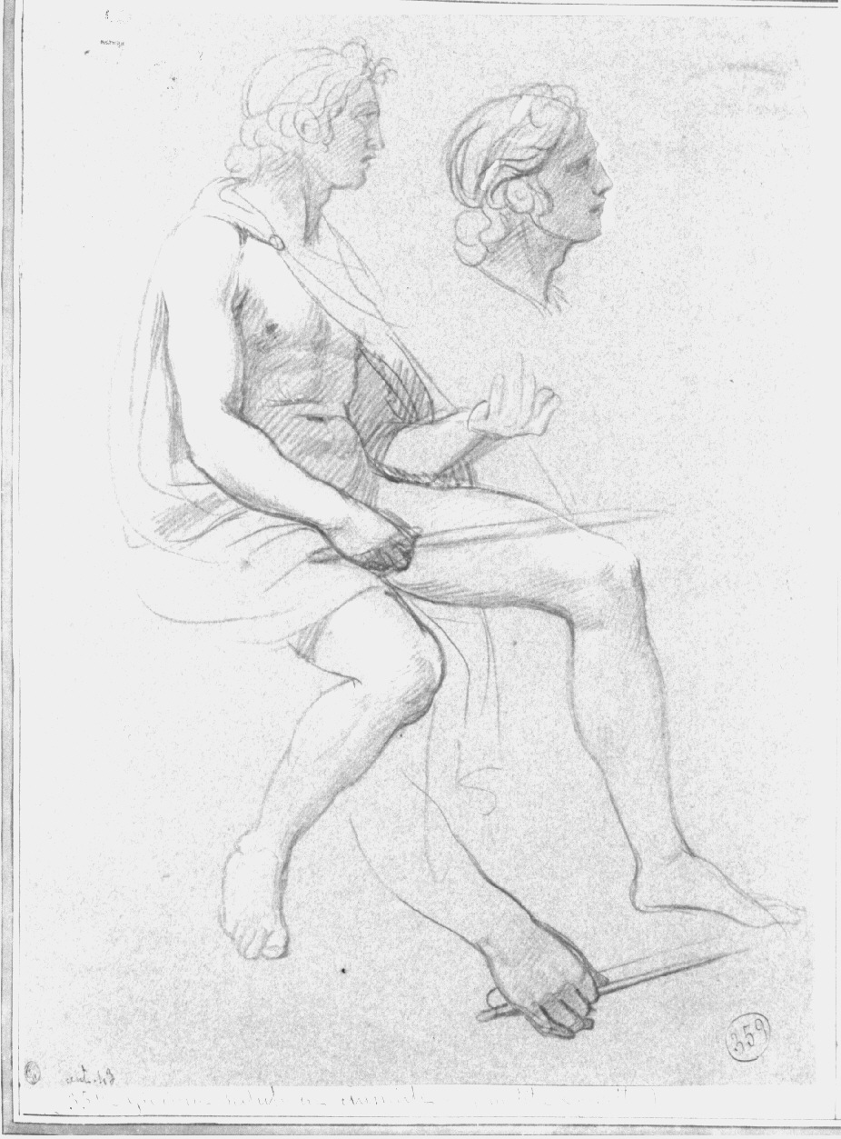 Giovane seduto paludato, figura seduta (disegno, opera isolata) di Appiani Andrea (sec. XVIII)