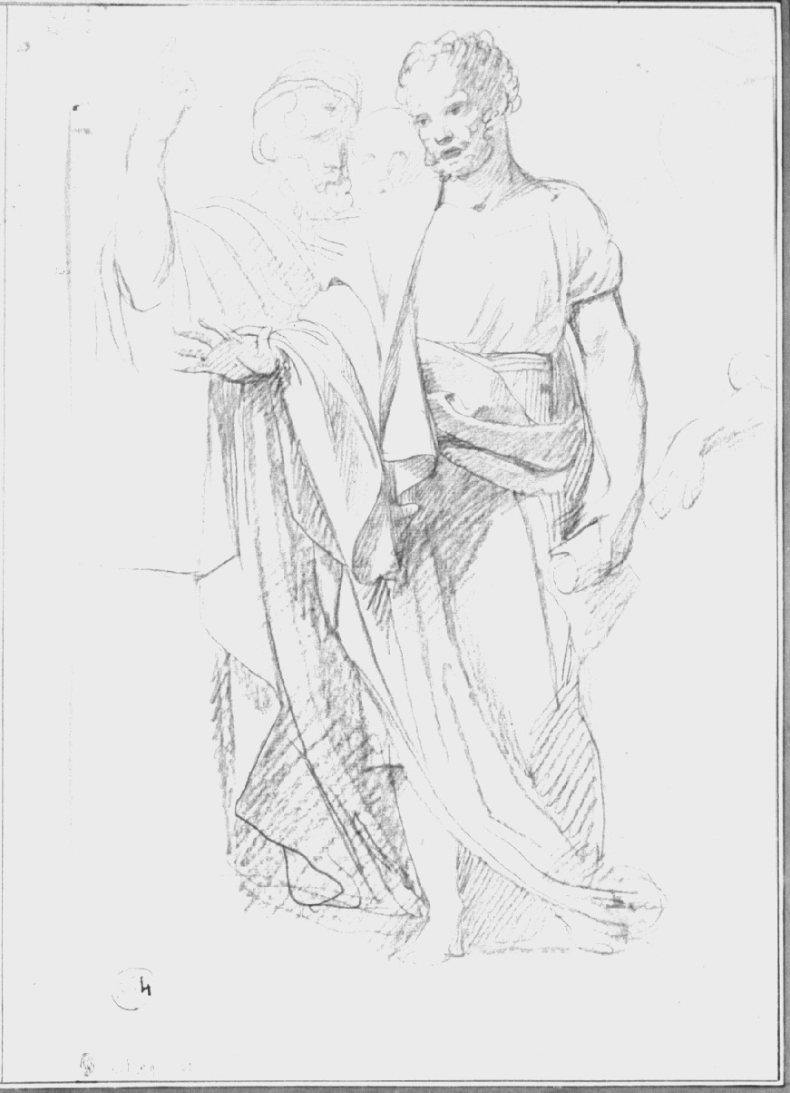 figura maschile con vesti drappeggiate (disegno, opera isolata) di Appiani Andrea (sec. XVIII)