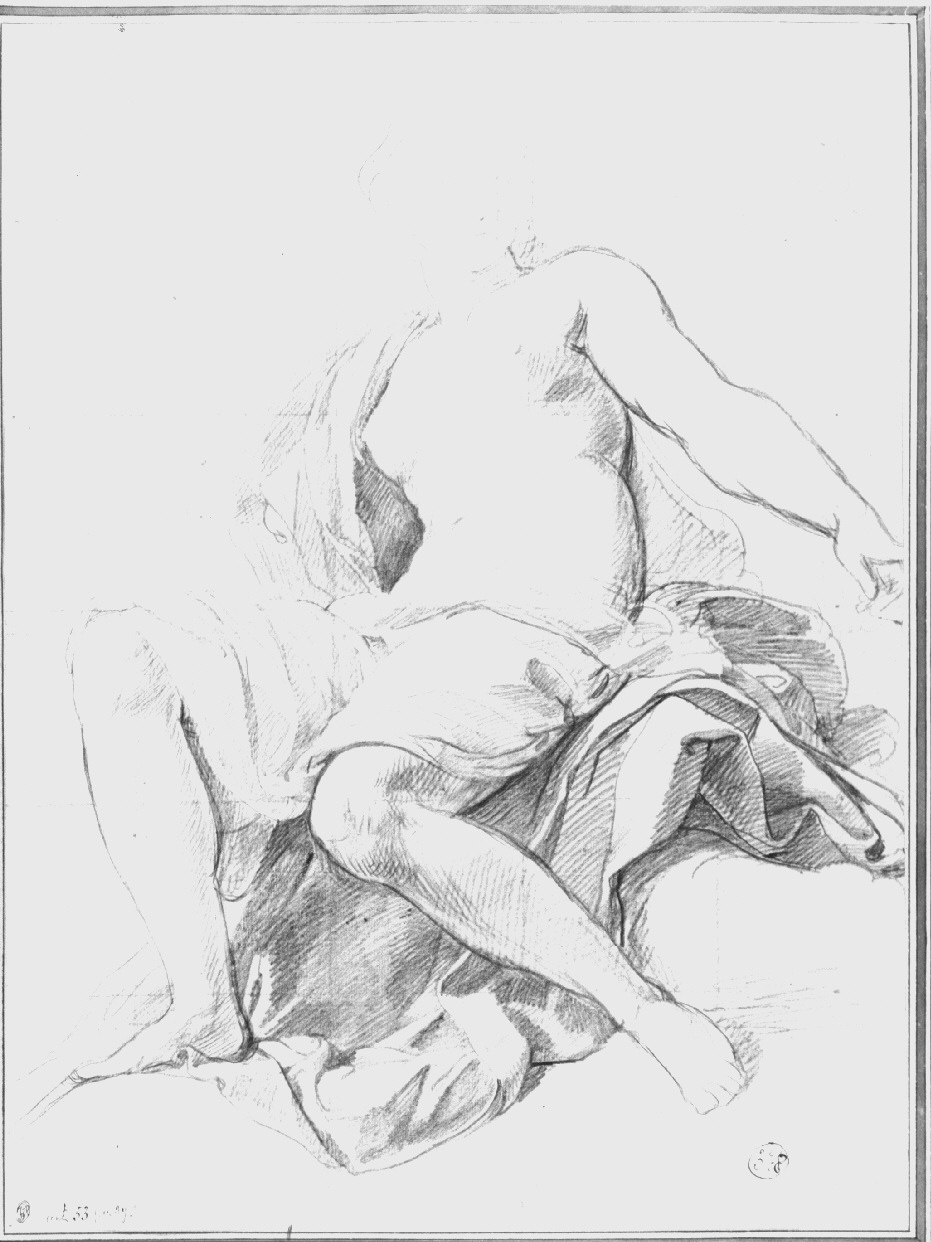 figura femminile seduta con vesti drappeggiate (disegno, opera isolata) di Appiani Andrea (sec. XVIII)