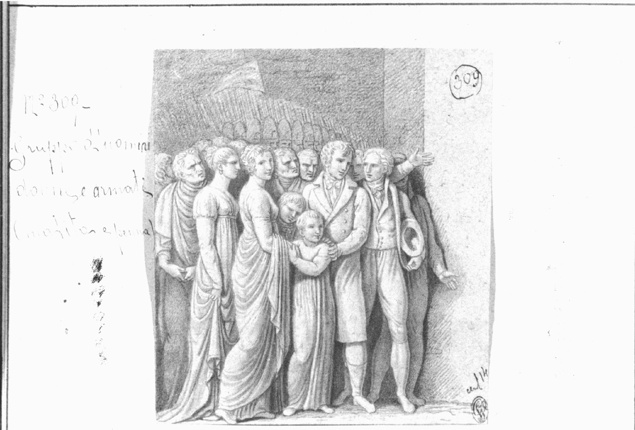 figure maschili con figure femminili (disegno, opera isolata) di Appiani Andrea (sec. XIX)