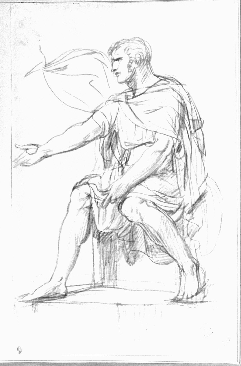 figura maschile panneggiata (disegno, opera isolata) di Appiani Andrea (sec. XIX)