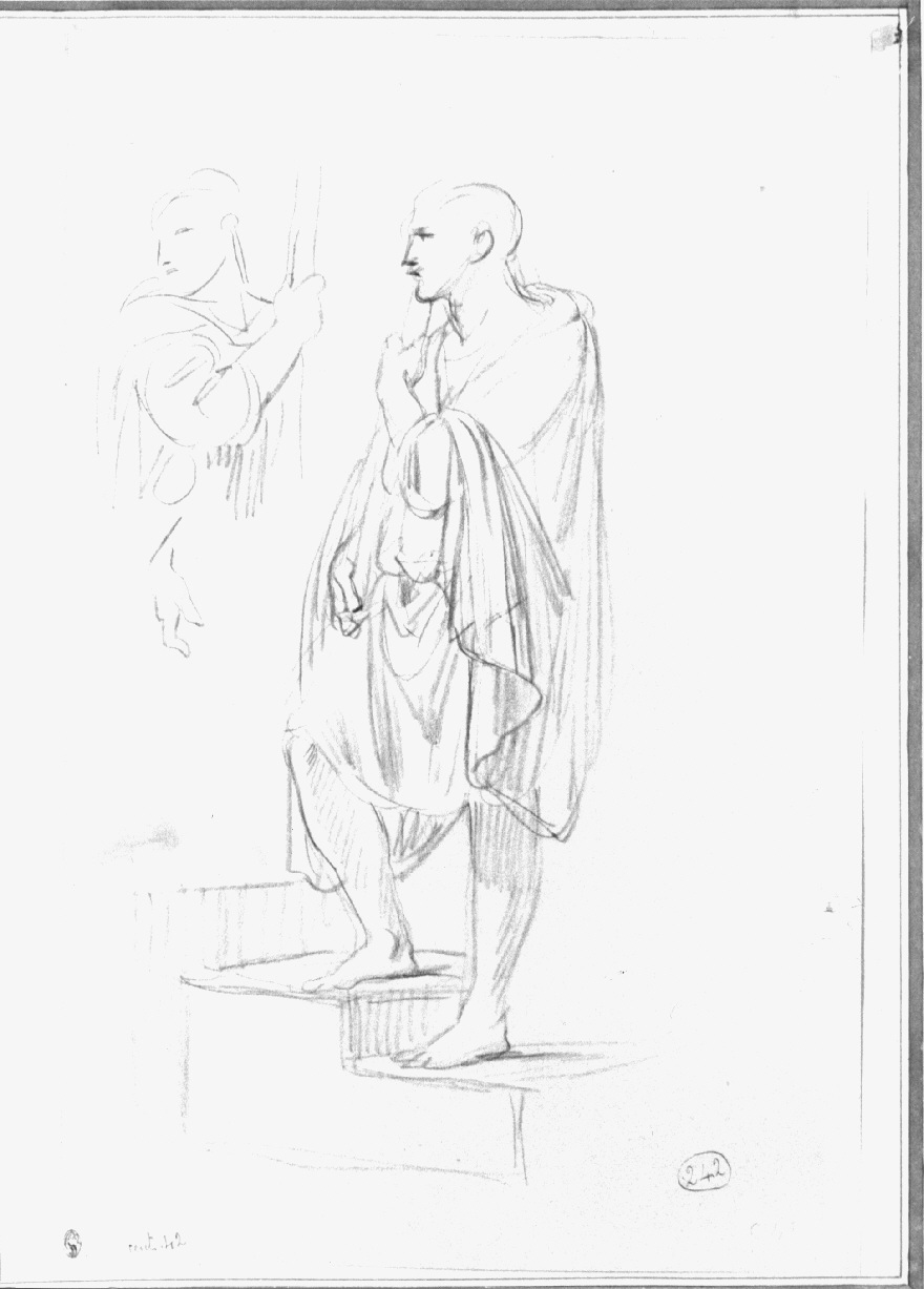 figura maschile panneggiata (disegno, opera isolata) di Appiani Andrea (sec. XIX)