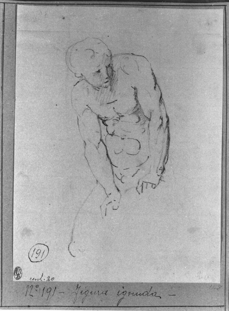 figura maschile nuda (disegno, opera isolata) di Appiani Andrea (secc. XVIII/ XIX)