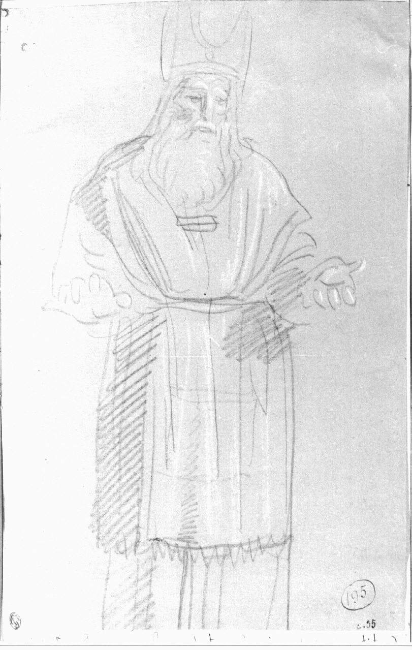 figura maschile con copricapo ecclesiastico (disegno, opera isolata) di Appiani Andrea (sec. XVIII)