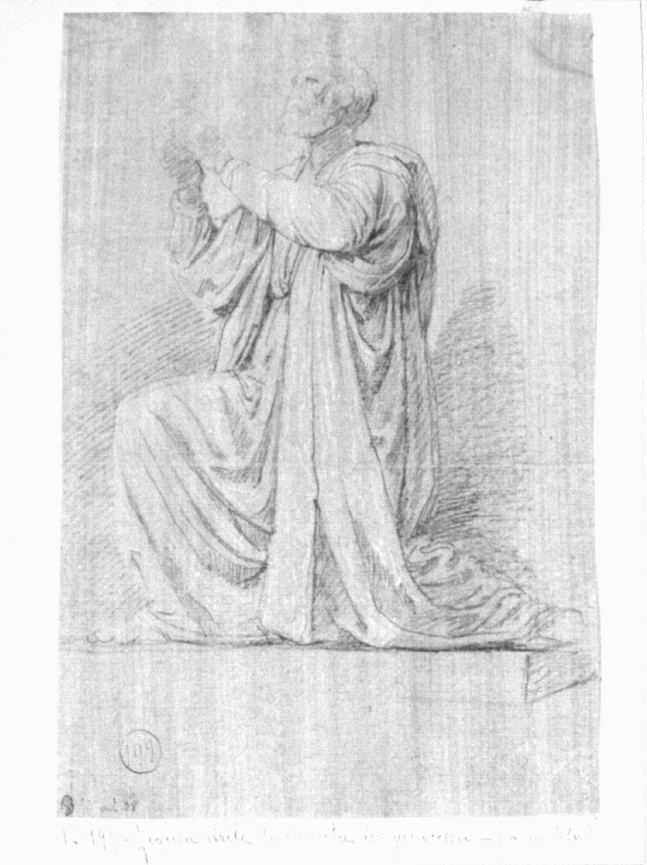figura maschile inginocchiata (disegno, opera isolata) di Appiani Andrea (sec. XVIII)