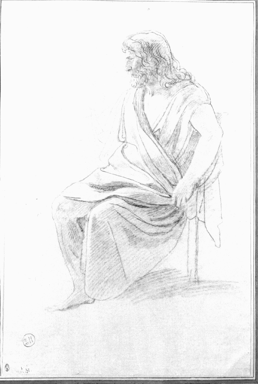 figura maschile panneggiata (disegno, opera isolata) di Appiani Andrea (sec. XVIII)