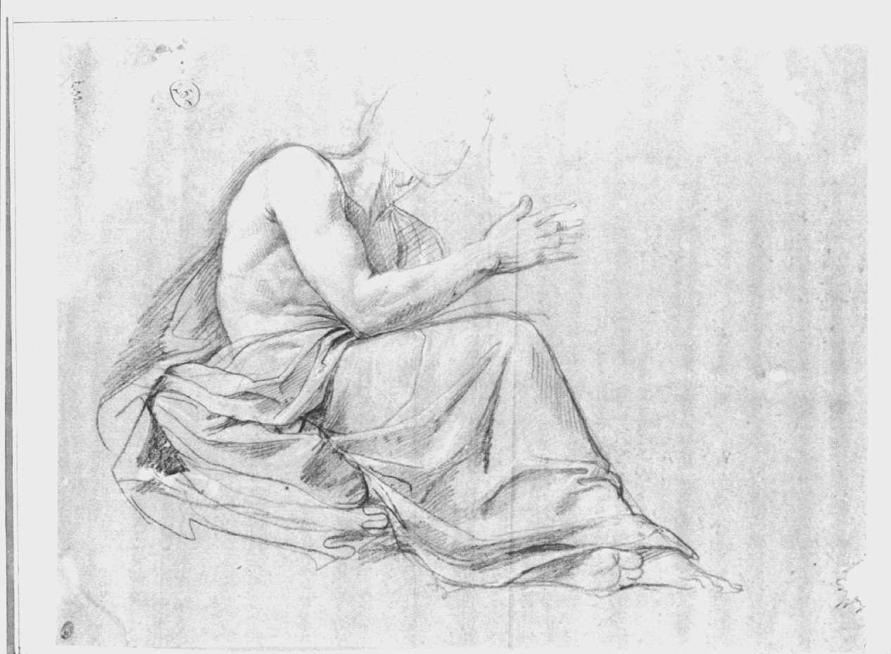 figura maschile panneggiata seduta (disegno, opera isolata) di Appiani Andrea (sec. XVIII)