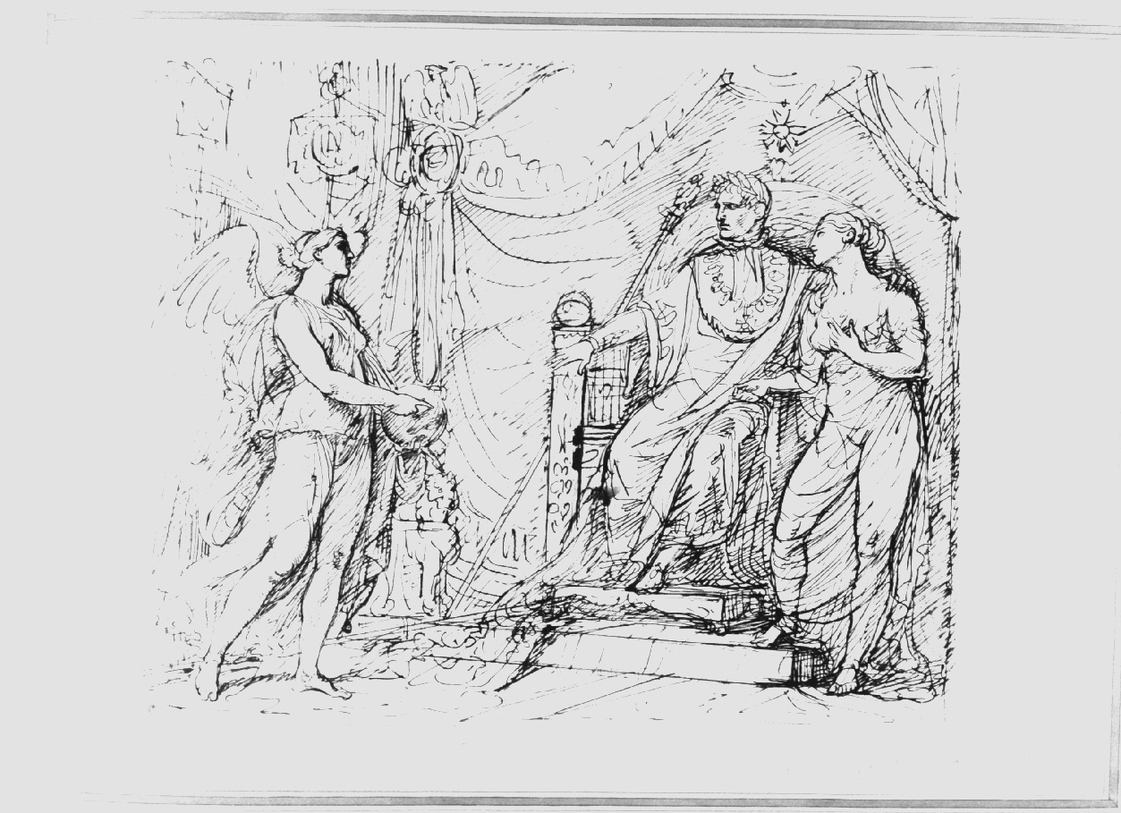 Napoleone e la Vittoria, figura maschile con la Vittoria (disegno, opera isolata) di Appiani Andrea (sec. XIX)