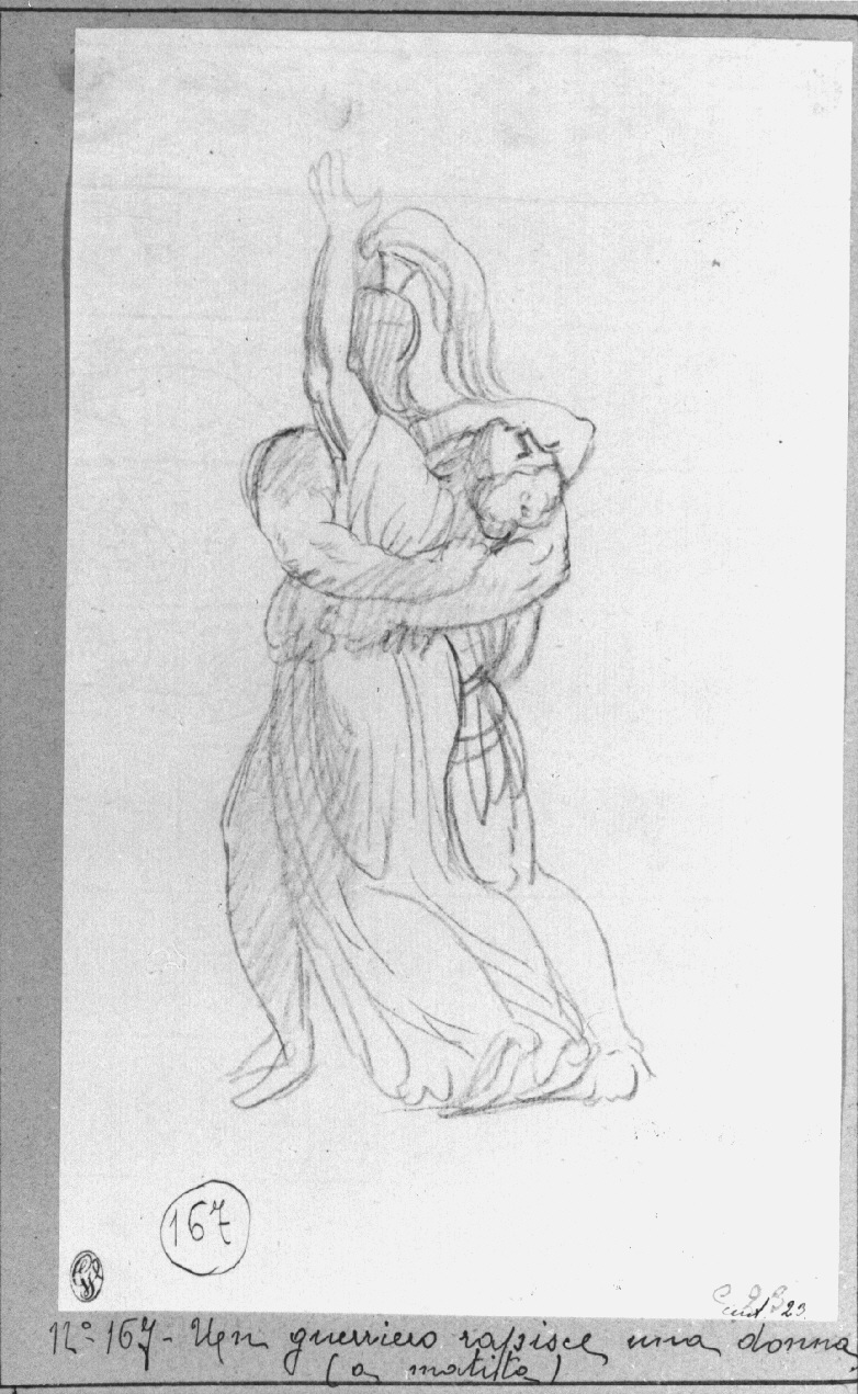 giovane che insegue una donna (disegno, opera isolata) di Appiani Andrea (sec. XIX)