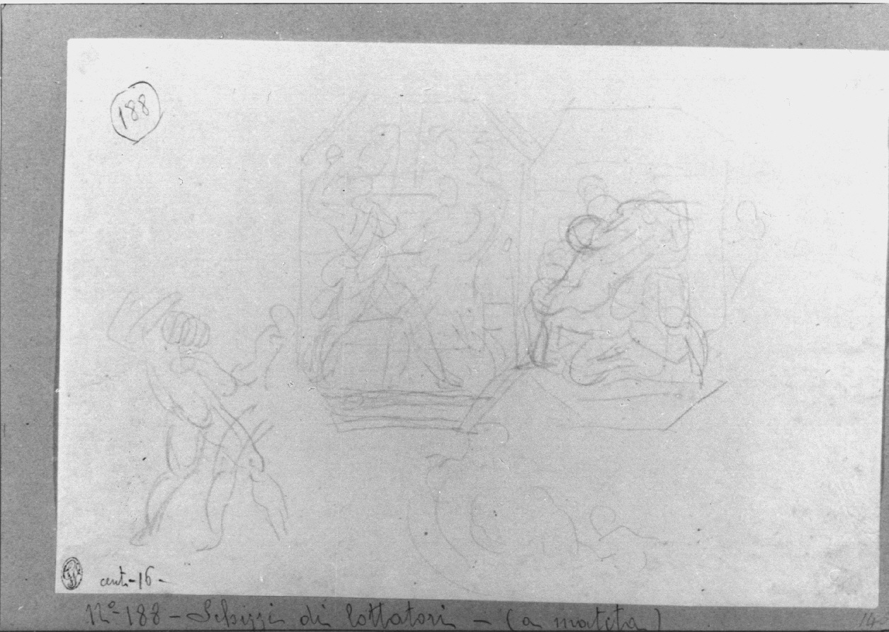 Pugilatori, figure maschili (disegno, opera isolata) di Appiani Andrea (sec. XIX)