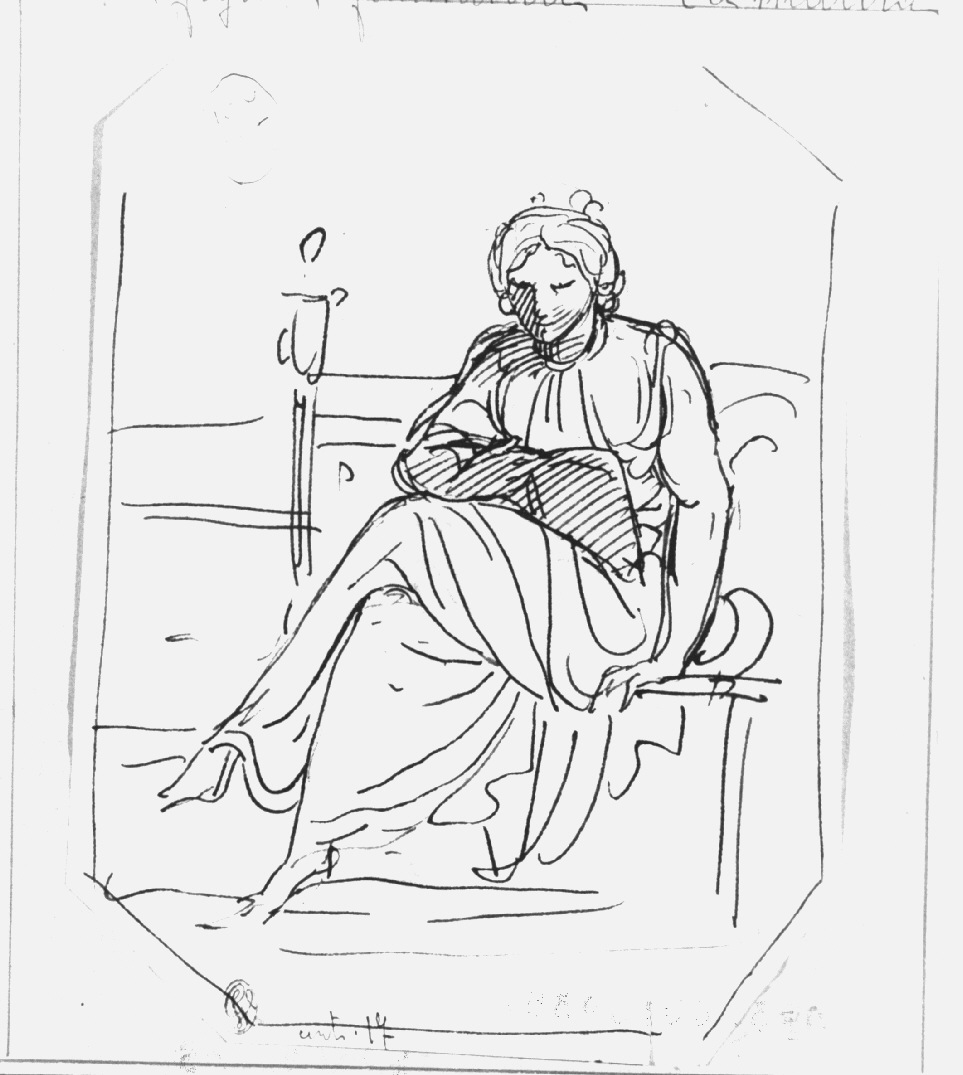 figure femminile seduta (disegno, opera isolata) di Appiani Andrea (sec. XIX)