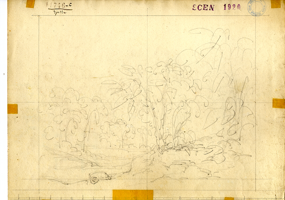 paesaggio boscoso (disegno, opera isolata) di Ferrario Carlo (seconda metà sec. XIX)