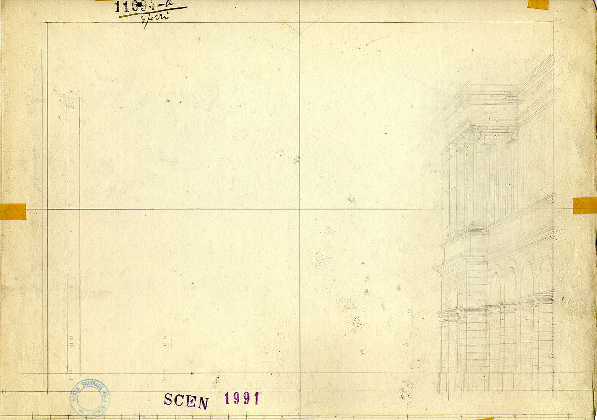 prospettiva di palazzo (disegno, opera isolata) di Ferrario Carlo (sec. XIX)