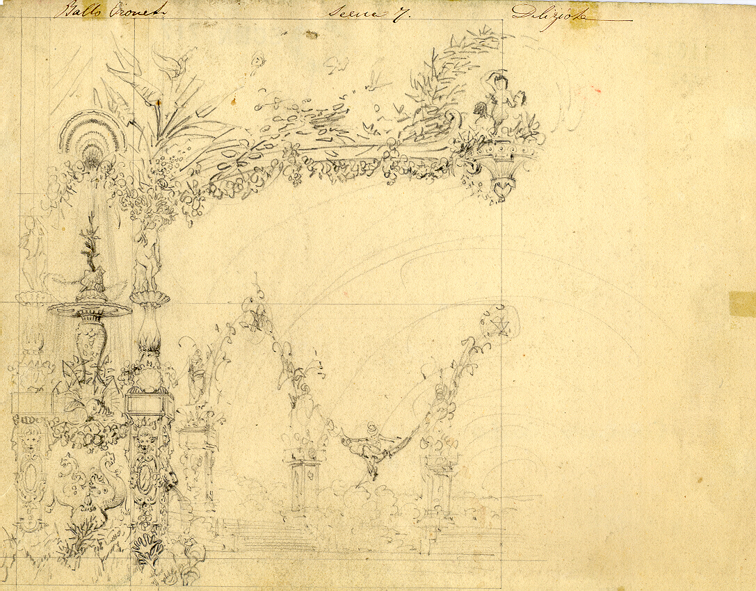 Luogo delizioso, motivi decorativi floreali (disegno, opera isolata) di Ferrario Carlo (sec. XIX)
