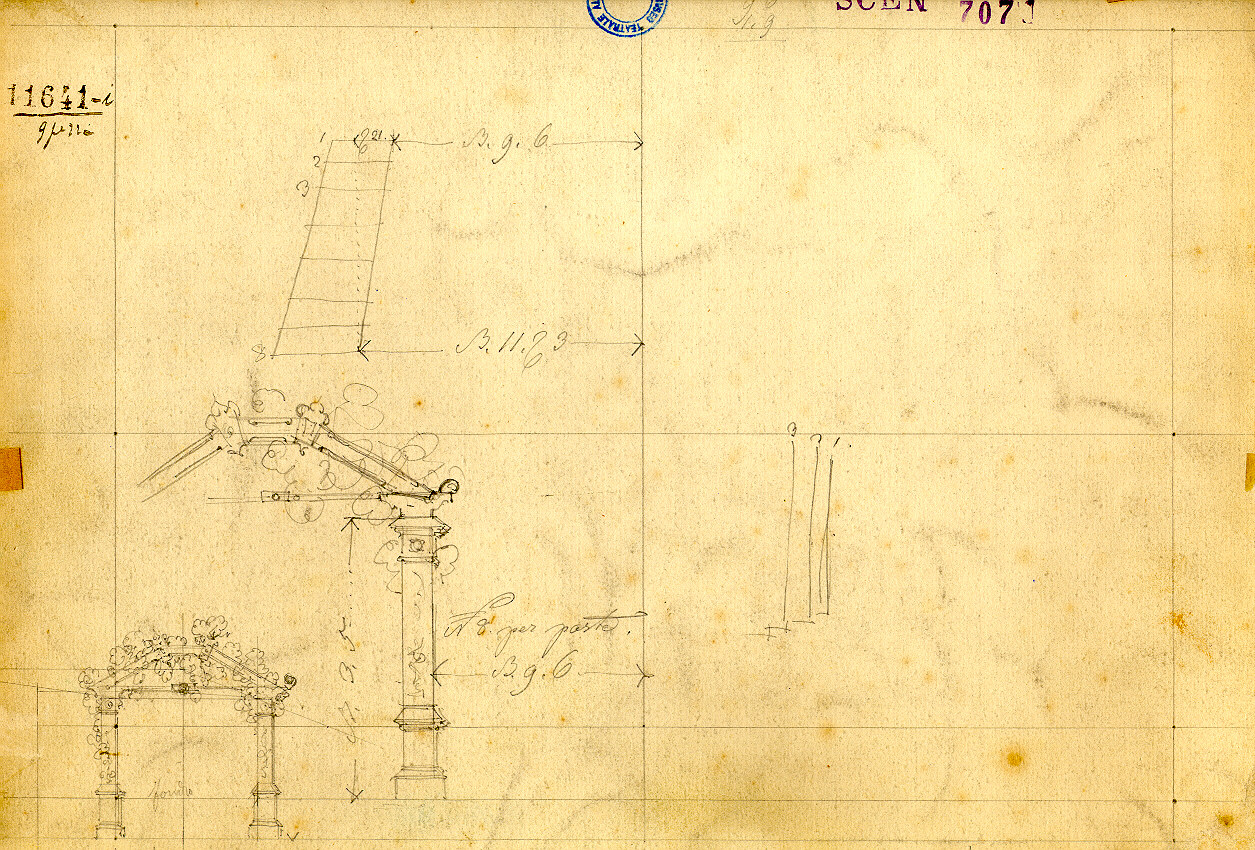 Vigneto, motivi decorativi architettonici (disegno, opera isolata) di Ferrario Carlo (sec. XIX)