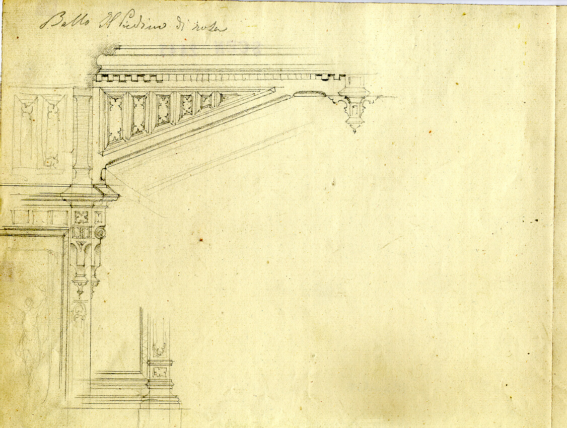 Studio di particolari architettonici, motivi decorativi architettonici (disegno, opera isolata) di Ferrario Carlo (sec. XIX)
