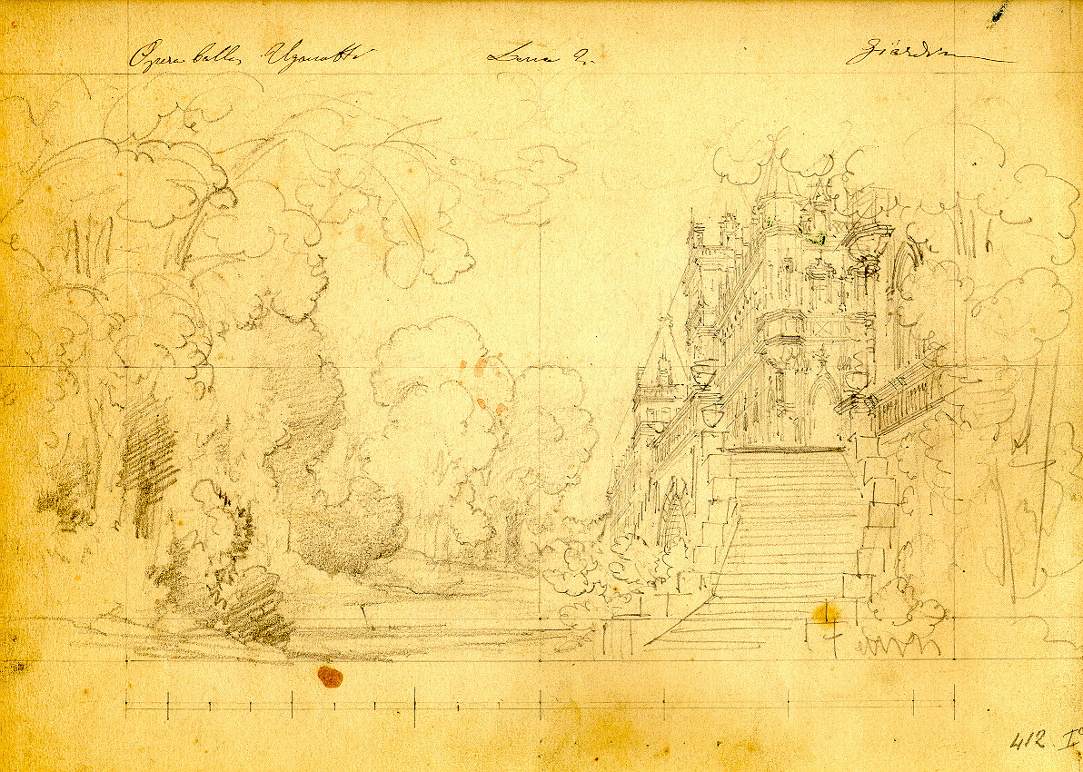 Il castello e i giardini di Chenonceaux, castello con giardino (disegno, opera isolata) di Ferrario Carlo (sec. XIX)