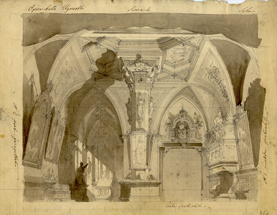 Appartamento in casa del conte di Nevess, interno di palazzo (disegno, opera isolata) di Ferrario Carlo (sec. XIX)