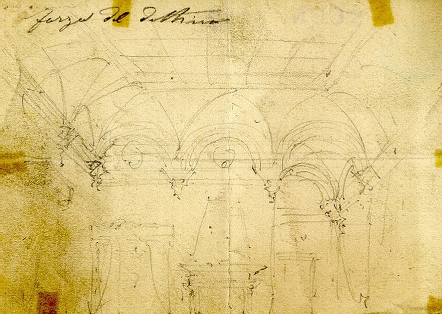 Sala del palazzo del marchese di Calatiava, interno di palazzo (sala)/ figura maschile (disegno, opera isolata) di Ferrario Carlo (sec. XIX)