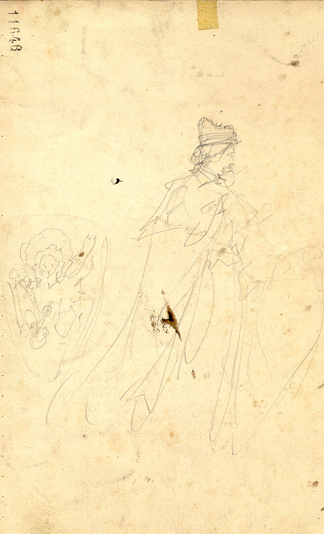 Vecchia prigione nella rocca di Anvessa, figura maschile (disegno, opera isolata) di Ferrario Carlo (sec. XIX)