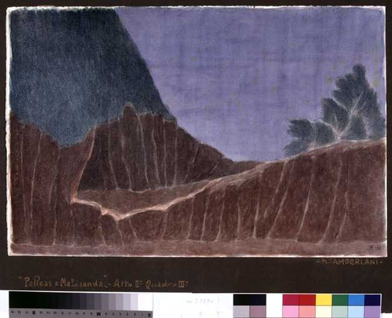 paesaggio montano (disegno, opera isolata) di Tamberlani Ferdinando (sec. XX)