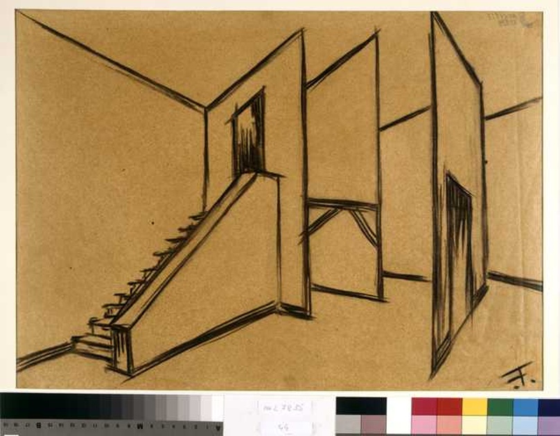 ambiente seminterrato (disegno, opera isolata) di Tamberlani Ferdinando (prima metà sec. XX)