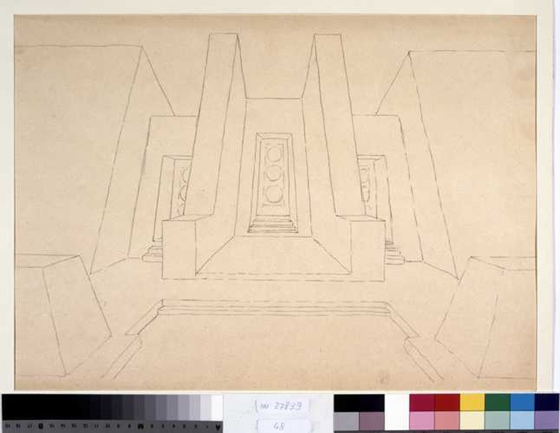 fronte di tempio (disegno, opera isolata) di Tamberlani Ferdinando (prima metà sec. XX)