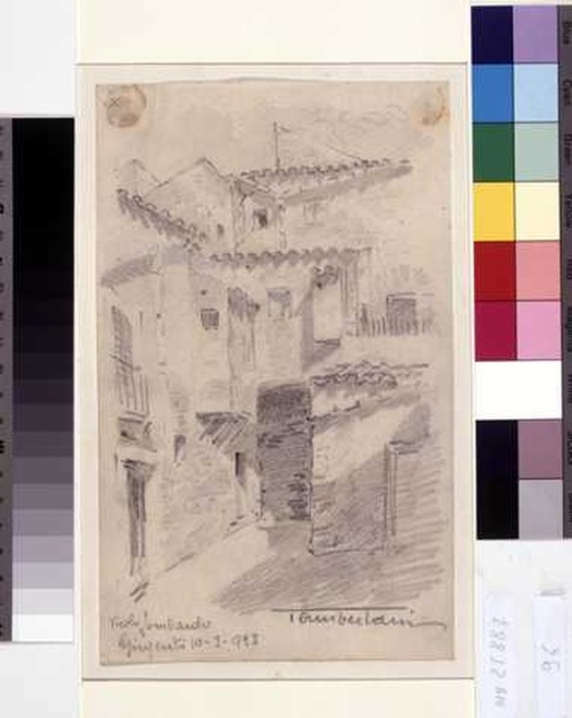 veduta del vicolo di Agrigento (disegno, opera isolata) di Tamberlani Ferdinando (sec. XX)