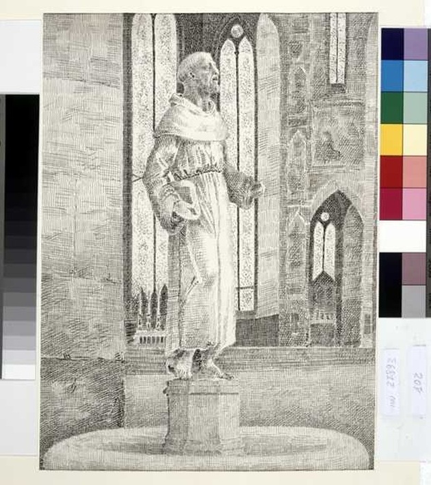 interno (chiesa di Santa Croce a Firenze) (disegno, opera isolata) di Tamberlani Ferdinando (sec. XX)