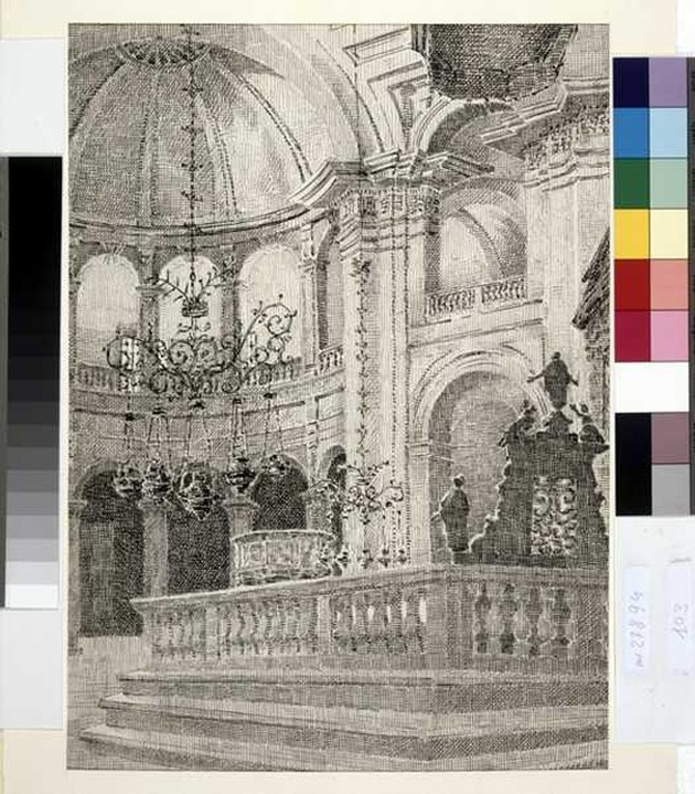 interno (chiesa di San Lorenzo a Milano) (disegno, opera isolata) di Tamberlani Ferdinando (sec. XX)