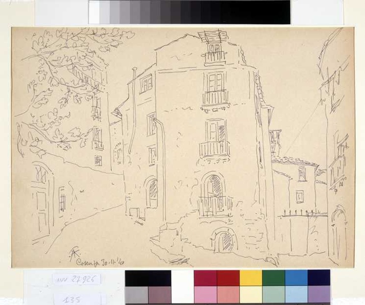 veduta di Cosenza (disegno, opera isolata) di Tamberlani Ferdinando (sec. XX)