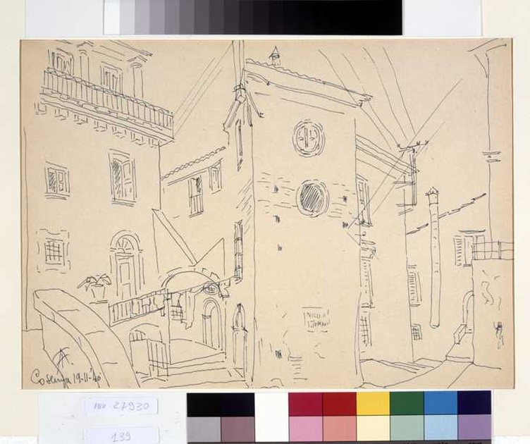 veduta di Cosenza (disegno, opera isolata) di Tamberlani Ferdinando (sec. XX)