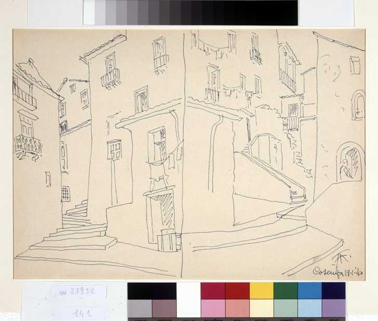 veduta di Cosenza (disegno, opera isolata) di Tamberlani Ferdinando (sec. XX)