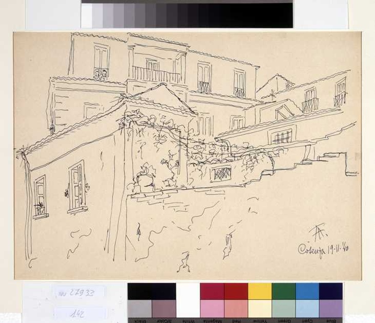 veduta di Cosenza (disegno, opera isolata) di Tamberlani Ferdinando (sec. XX)