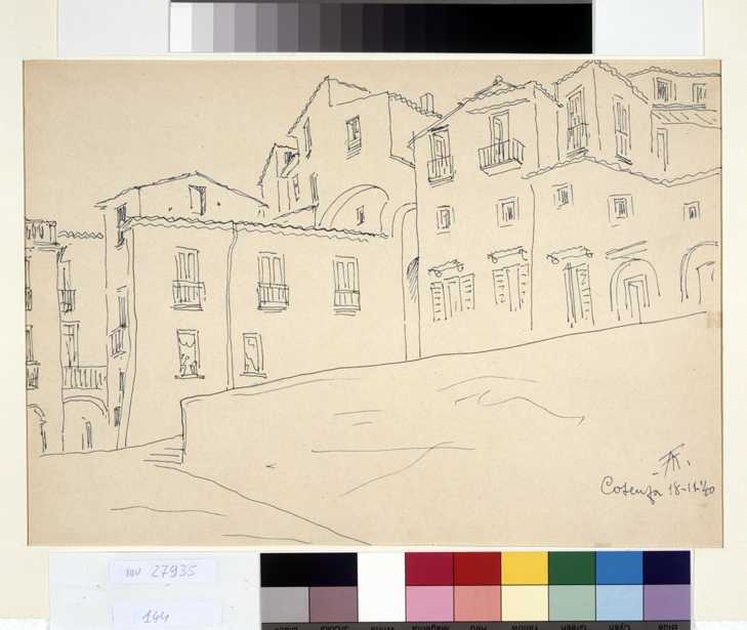 veduta di Cosenza (disegno, opera isolata) di Tamberlani Ferdinando (sec. XX)