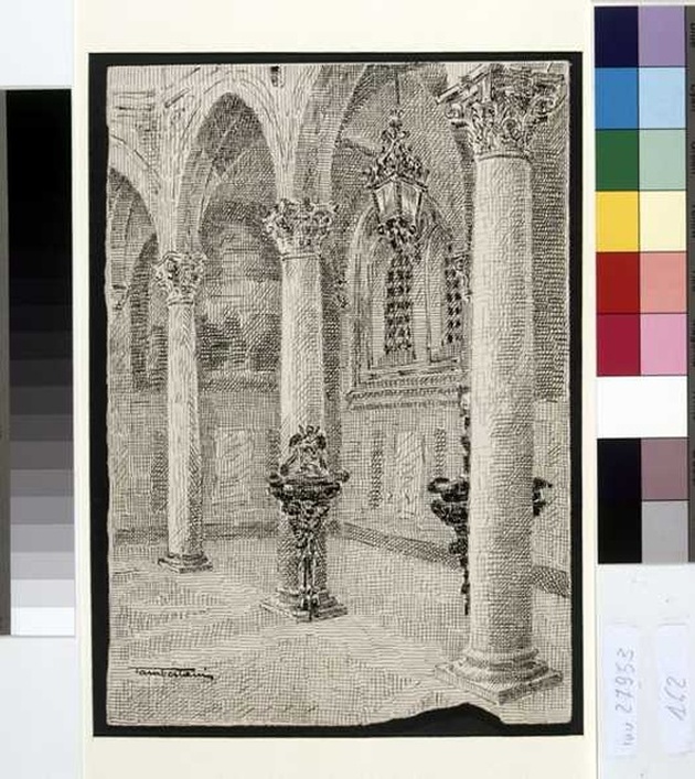 interno (chiesa della Santissima Annunciata a Firenze) (disegno, opera isolata) di Tamberlani Ferdinando (sec. XX)