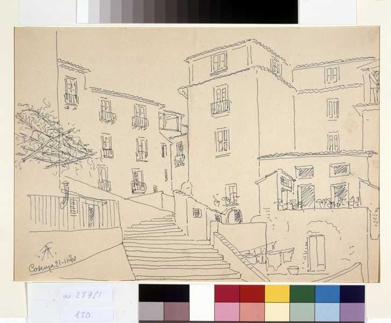 veduta di Cosenza (disegno, opera isolata) di Tamberlani Ferdinando (sec. XX)