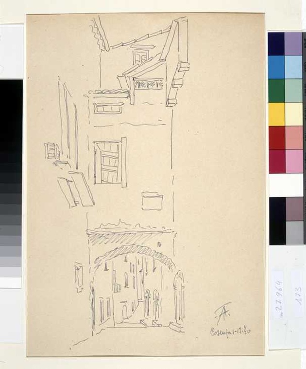 veduta di Cosenza (disegno, opera isolata) di Tamberlani Ferdinando (sec. XX)