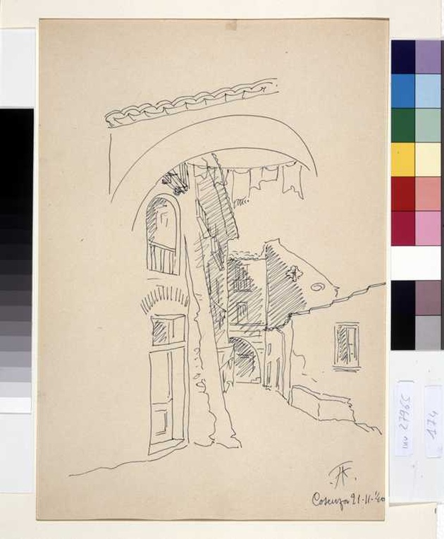 veduta di Cosenza (disegno, opera isolata) di Tamberlani Ferdinando (sec. XX)