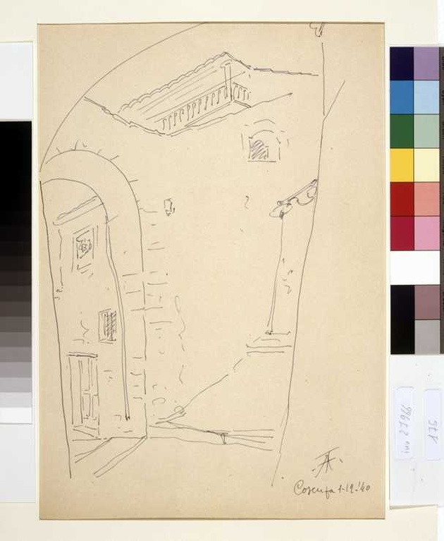 veduta di Cosenza (disegno, opera isolata) di Tamberlani Ferdinando (sec. XX)