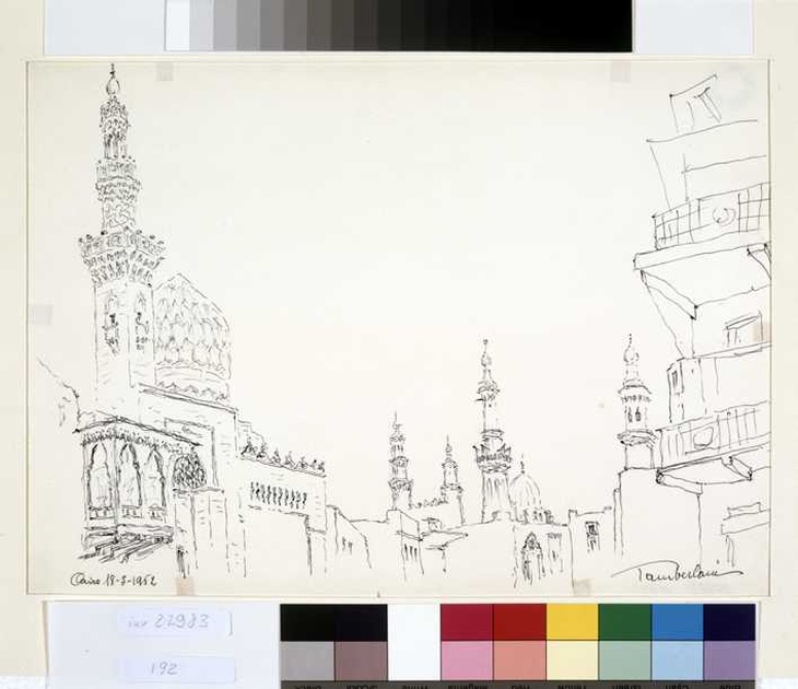 veduta del Cairo (disegno, opera isolata) di Tamberlani Ferdinando (sec. XX)