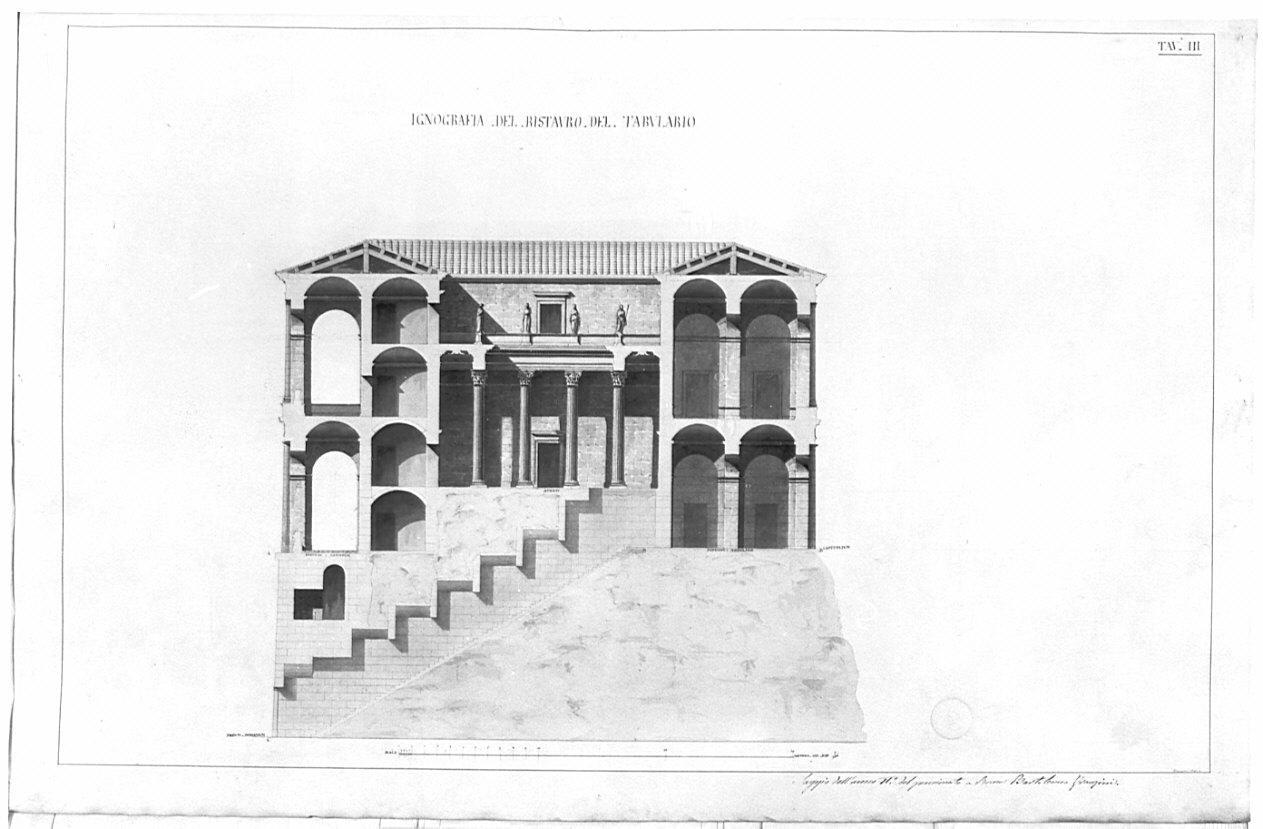 Sezione, architettura: Tabulario (disegno, opera isolata) di Franzini Bartolomeo (sec. XIX)