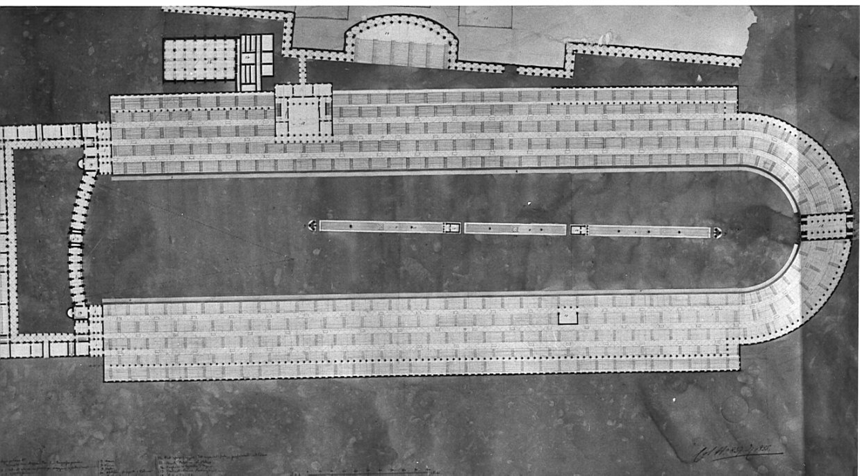 planimetria, architettura: Circo Massimo in Roma (disegno, opera isolata) di Donghi Alessandro (sec. XIX)