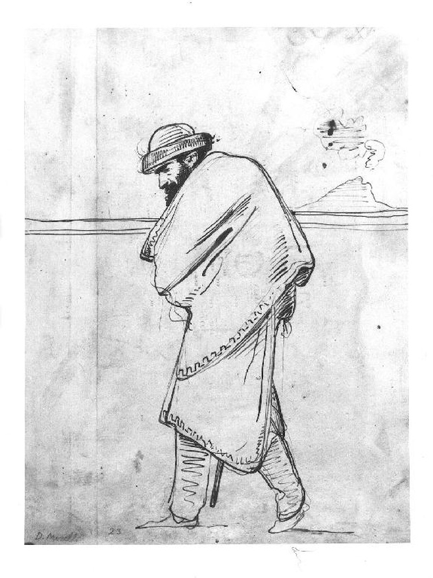 figura maschile orientale (disegno, serie) di Morelli Domenico (seconda metà sec. XIX)