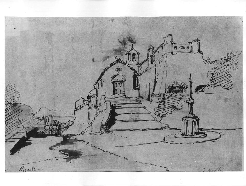 Pozzuoli, veduta di Pozzuoli (disegno, serie) di Morelli Domenico (seconda metà sec. XIX)